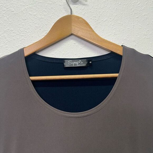 Sympli Women's Gray Colorblock 3/4 Sleeve Tunic Top Casual Scoop Neck Size 8 - Picture 4 of 12